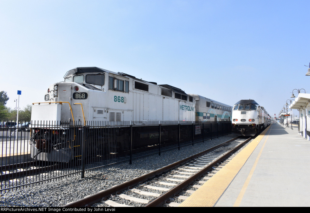 Metrolink locomotive hauled trains at San Bernardino-Downtown Depot